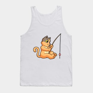 Cat at Fishing with Fishing rod Tank Top